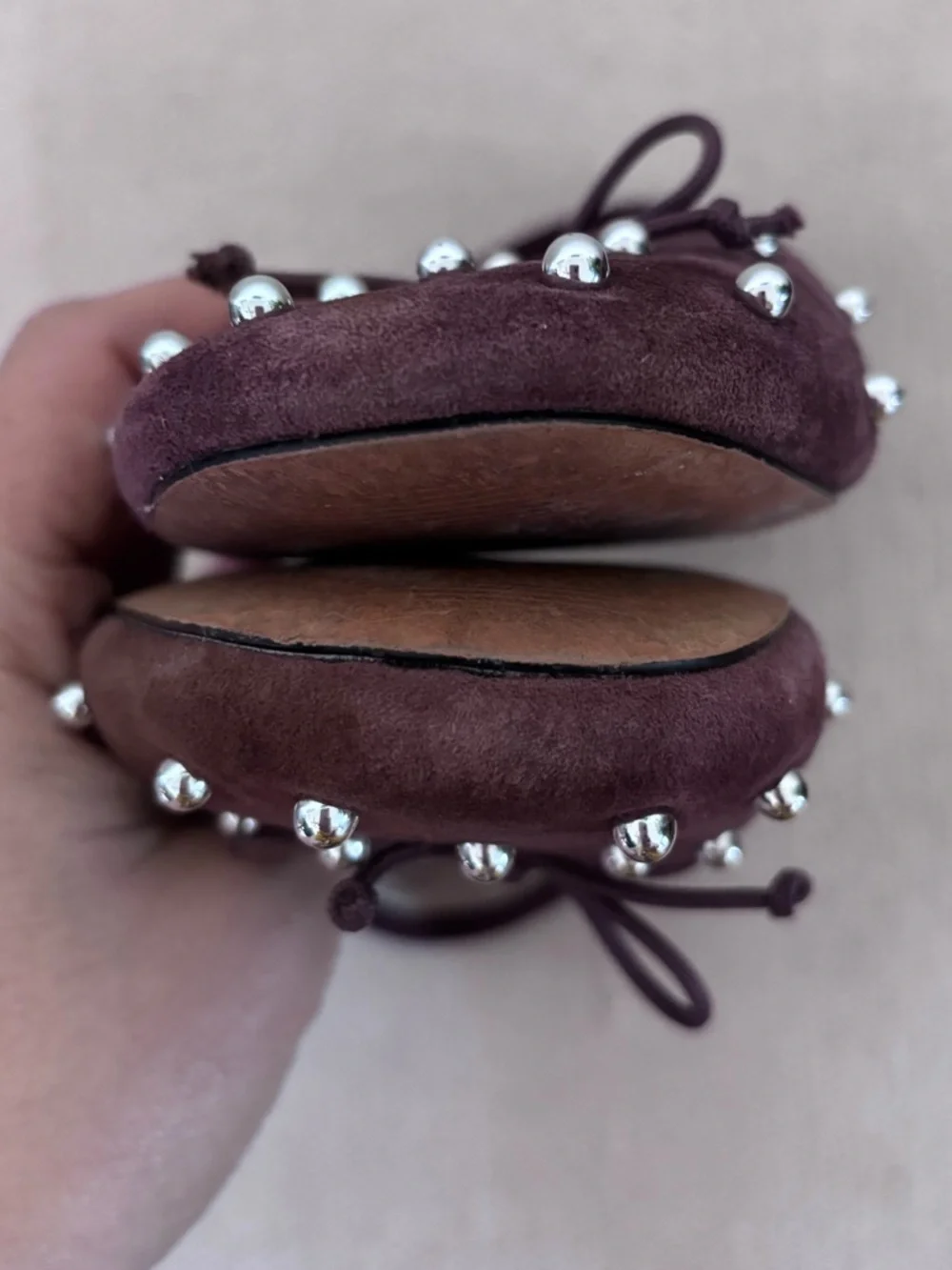 J.Crew Andi Ballet Flats in Beaded Suede – Brown Embellished Shoes 9.5 EUC